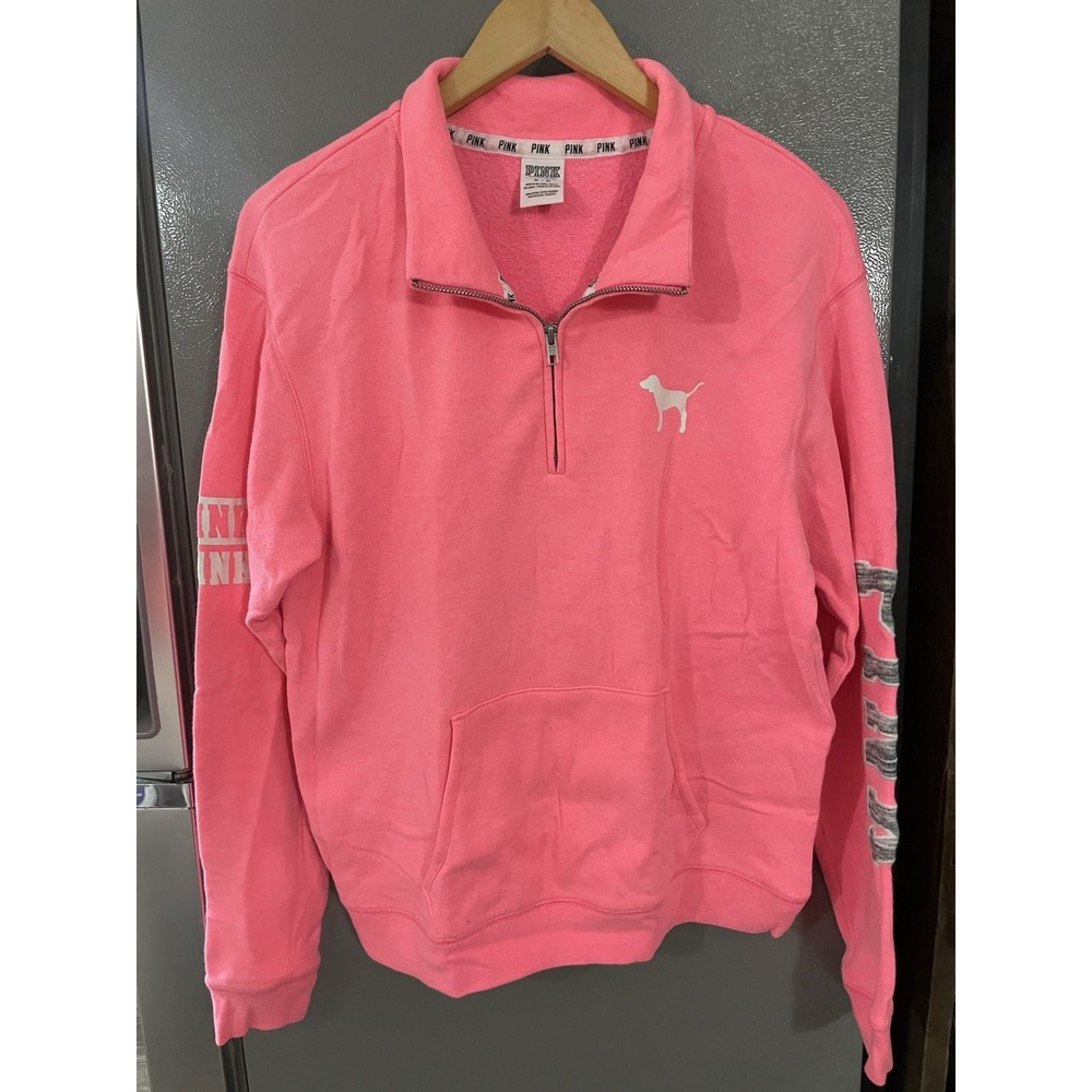 Victorias Secret PINK Women's Medium Quarter Zip Sweater Pullover Sweatshirt